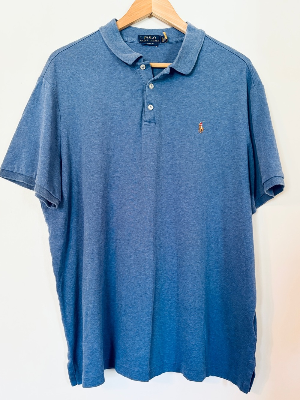 Polo Ralph Lauren Classic Fit Polo Shirt Heather Blue XL EUC